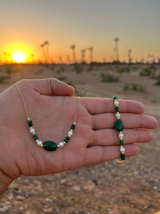 😍كولي جوهر حر وزمرد+ كوغدون هدية